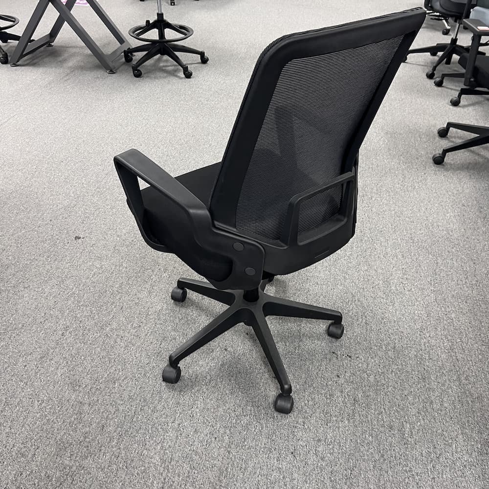 black mesh back task chair with fixed arms
