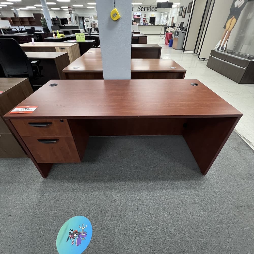 cherry laminate new closeout desk 66x30 with single hanging box/file, office furniture