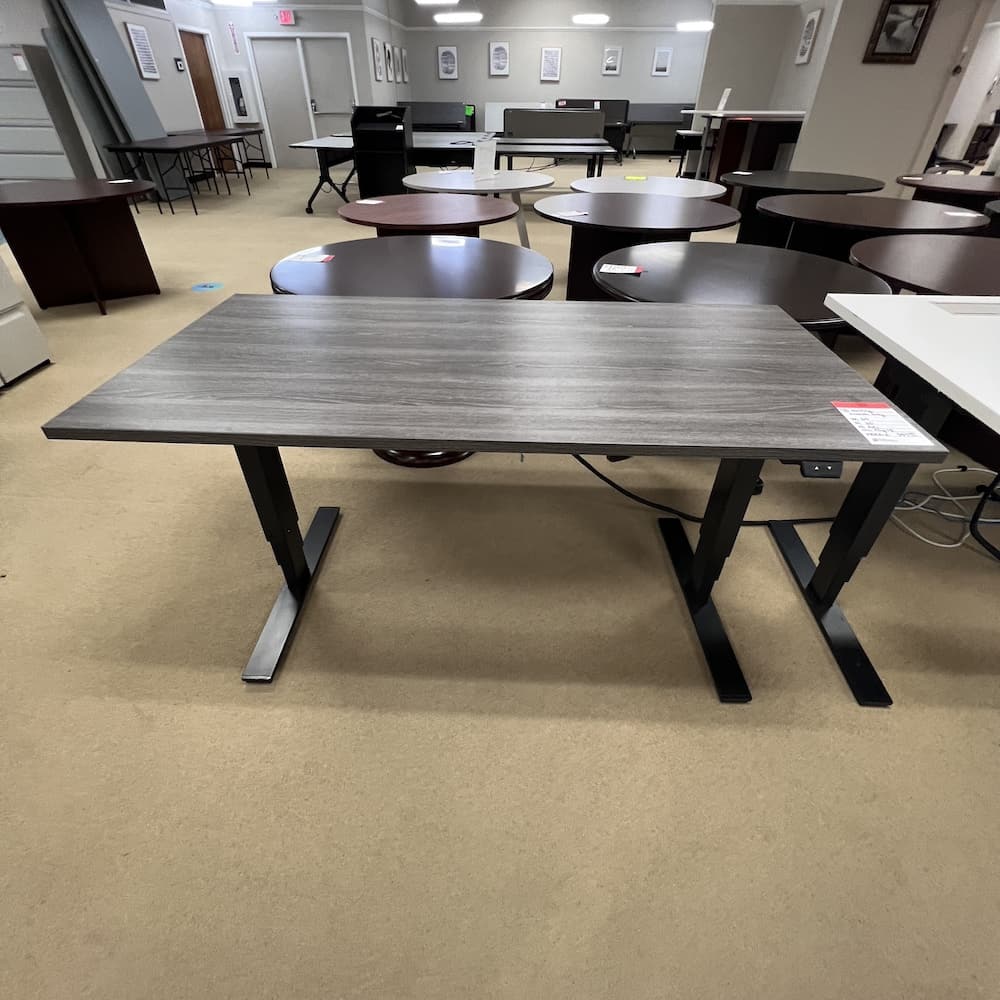 French grey laminate desk height adjustable 60x30 standing desk, electric, used office furniture