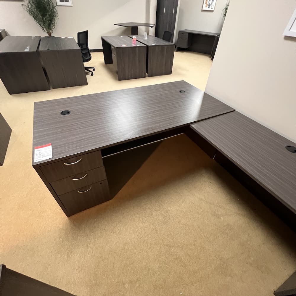 grey laminate l-desk right return hon, used office furniture