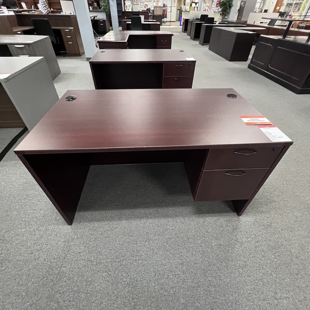 mahogany laminate desk 60x30 closeout new, 1 hanging box/file, office furniture