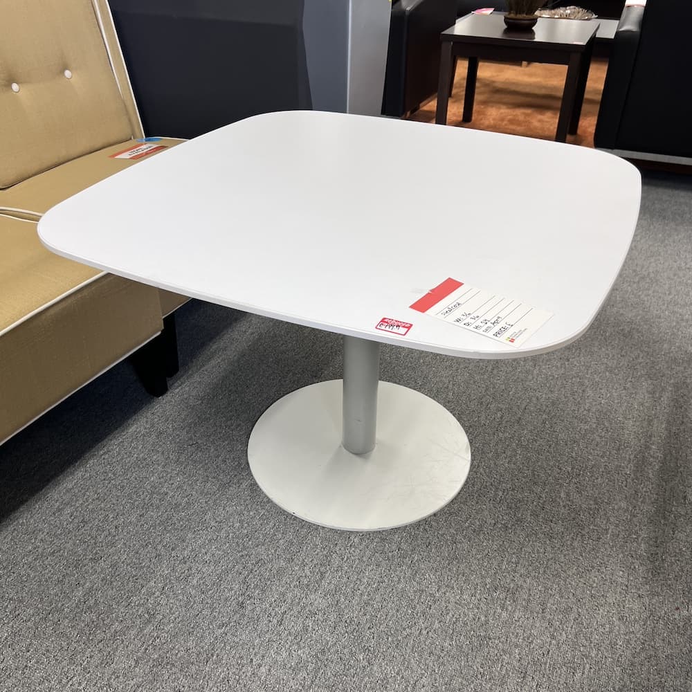 white laminate coffee table Enea lotus used Steelcase office furniture 36"