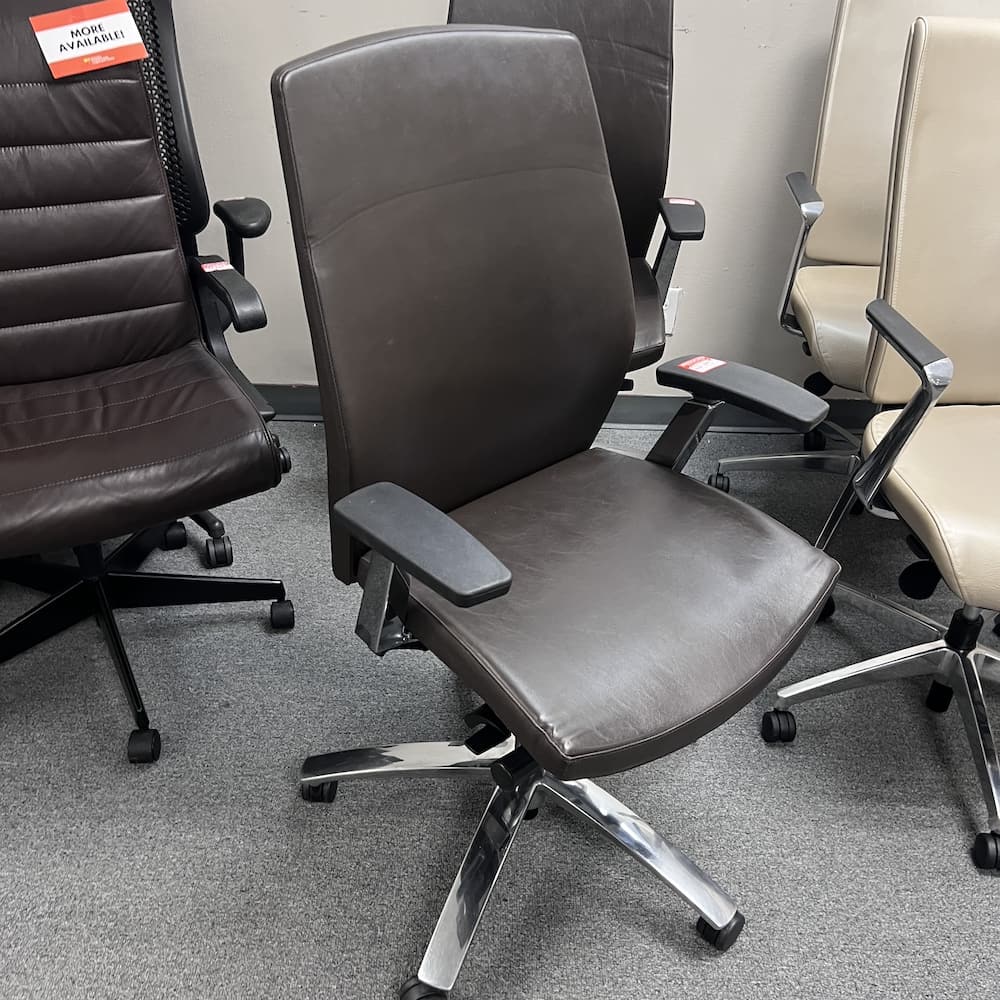 Brown vinyl task chair, marini teknion, used office furniture