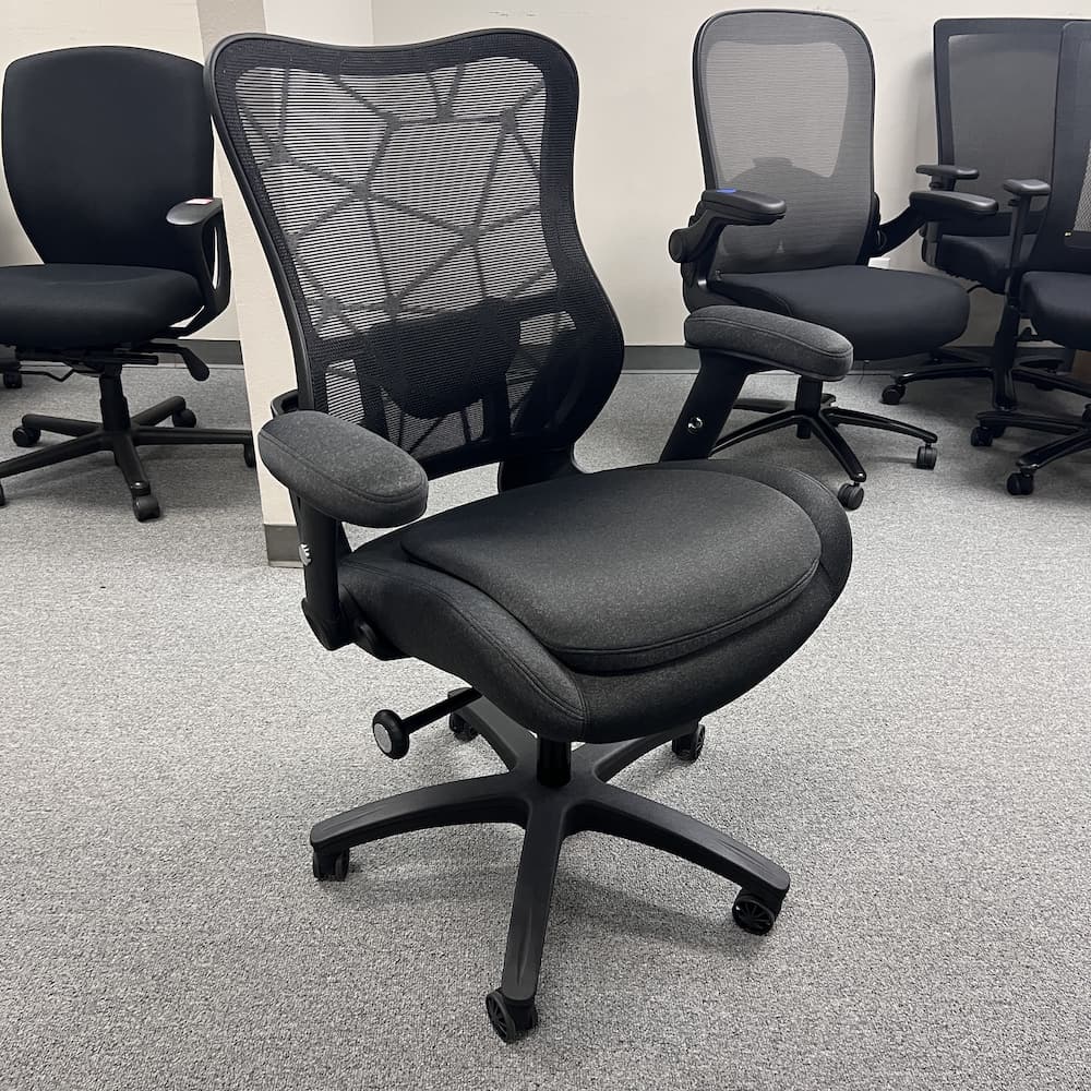 new big and tall office chair, hercules, black mesh back and upholstered, office furniture