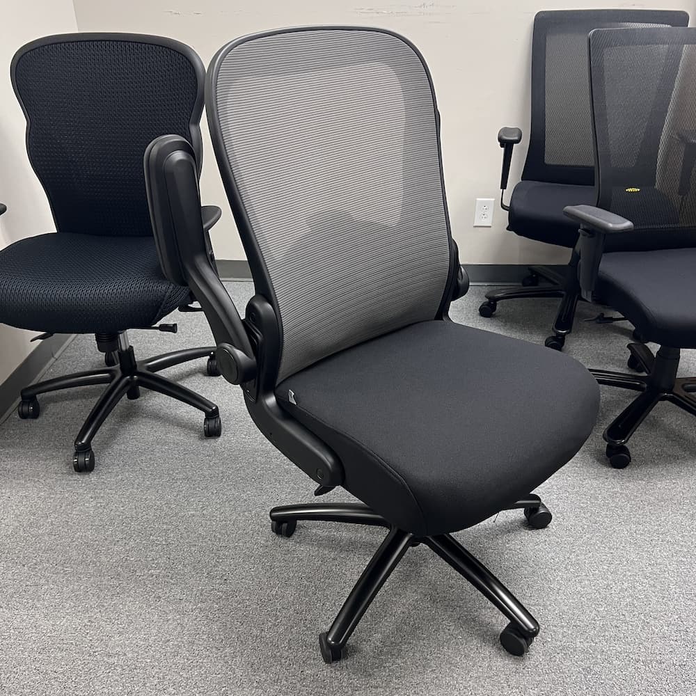 office source Ryde big and tall chair with mesh back, flip arms, used office furniture