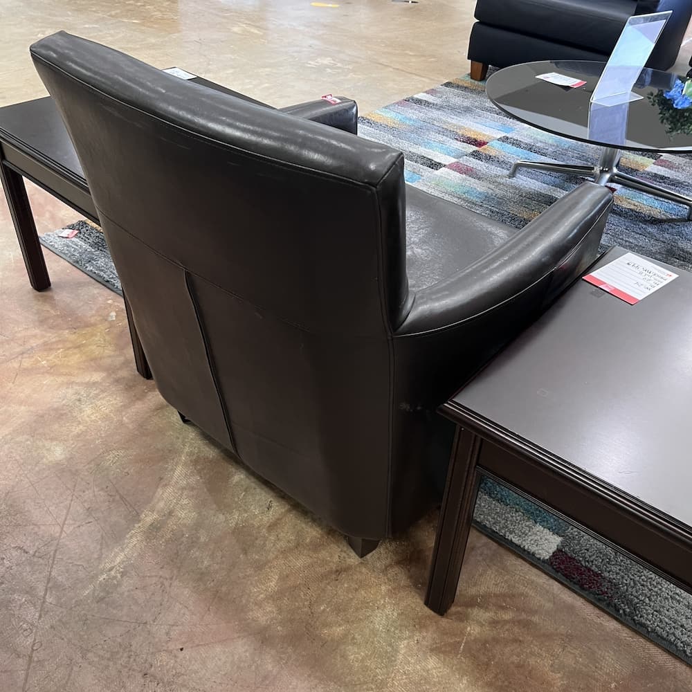 dark brown vinyl espresso lounge chair, used office furniture