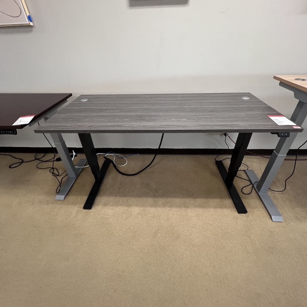 French grey laminate desk height adjustable 66x30 standing desk, electric, used office furniture