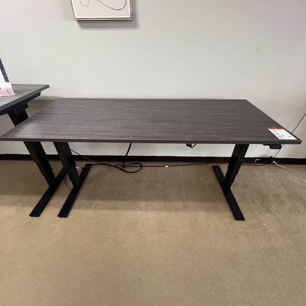 French grey laminate desk height adjustable 72x30 standing desk, electric, used office furniture