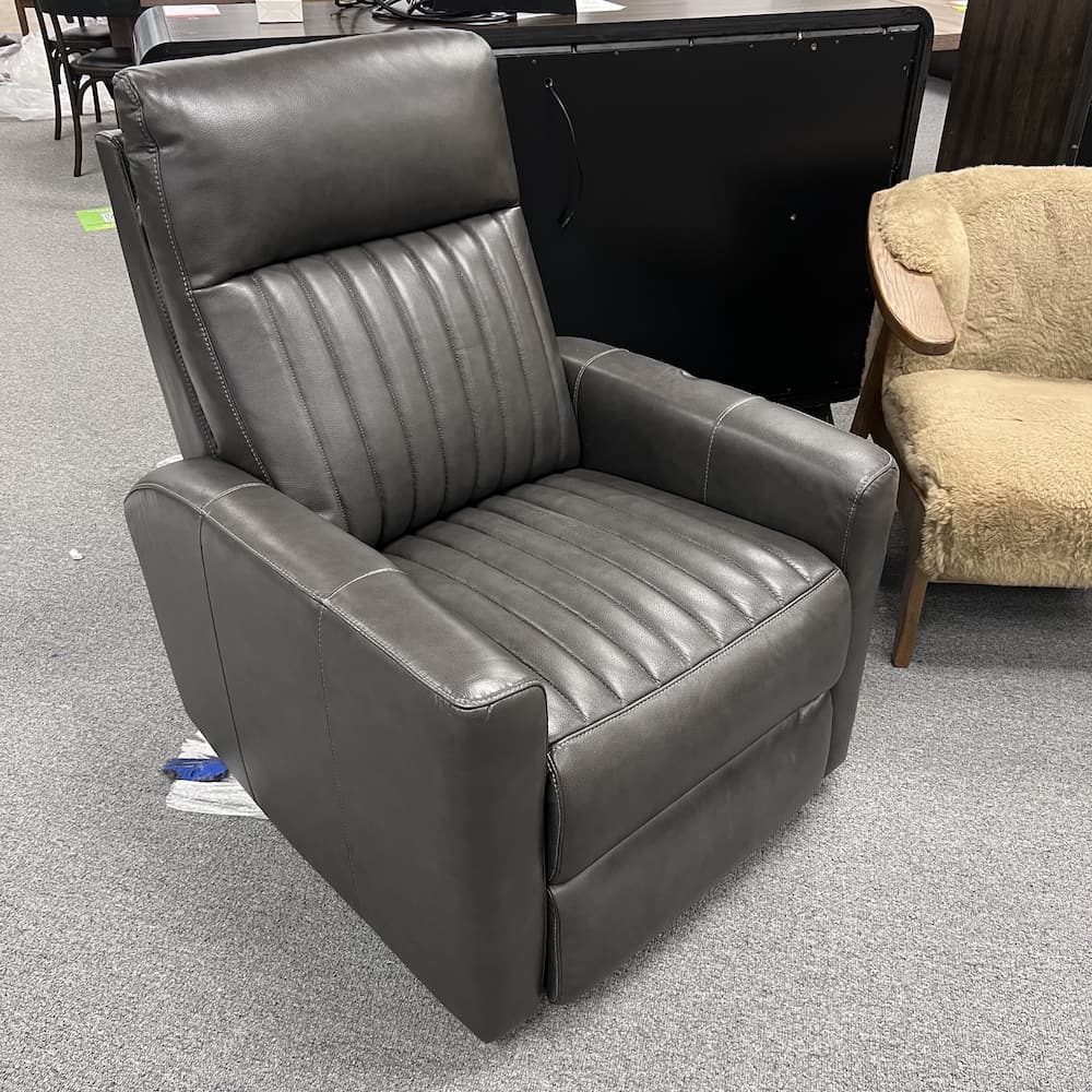 dark grey leather barcalounger power recliner swivel munro chair lounge glider, open box office furniture