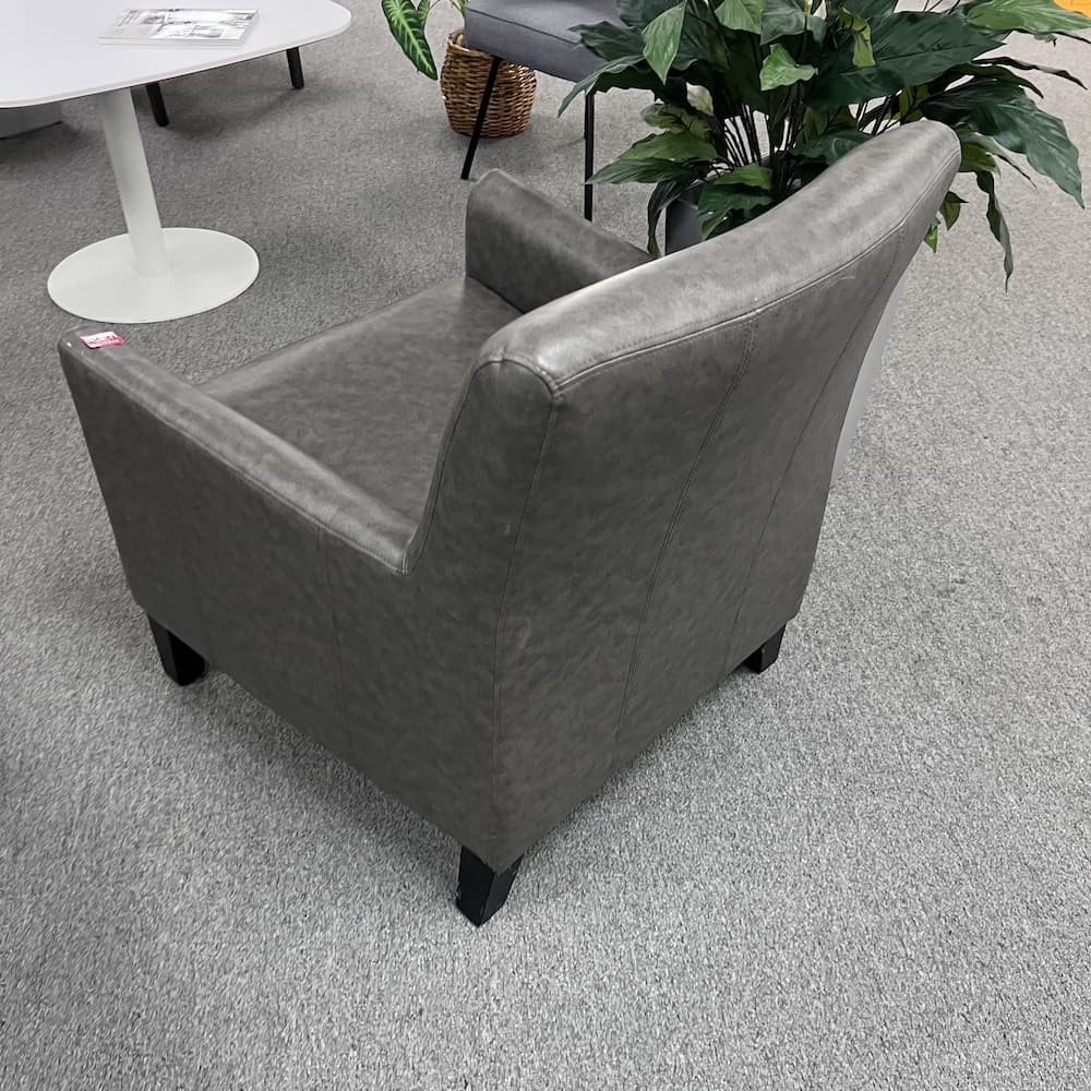 grey vinyl lounge chair, used office furniture