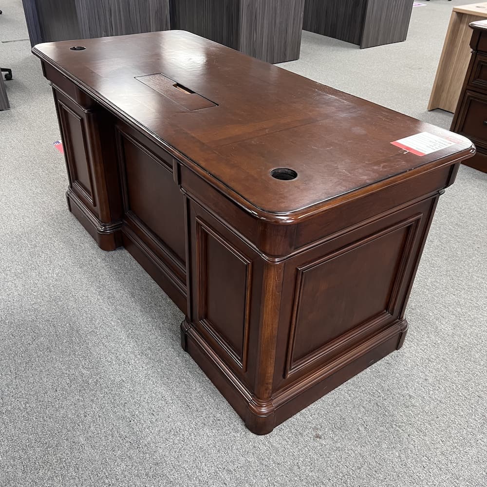 whalen furniture executive traditional walnut double pedestal desk, used office furniture