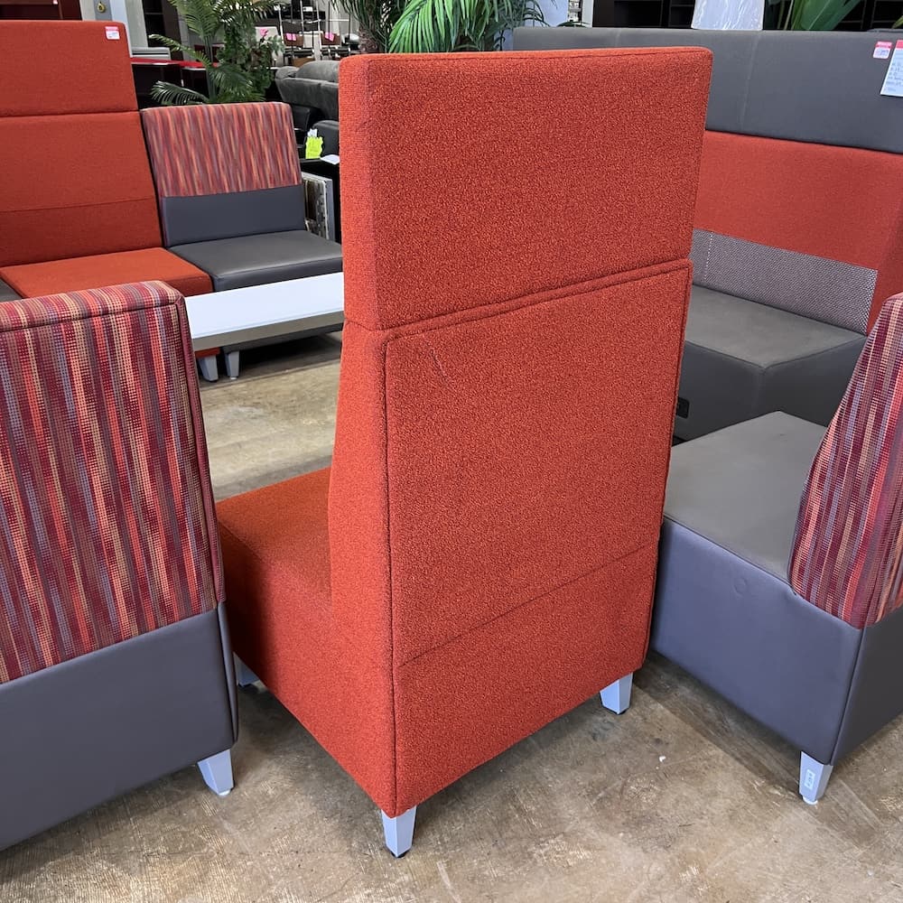Kimball villa 1 seater bench chair, red, used office furniture, lounge, reception