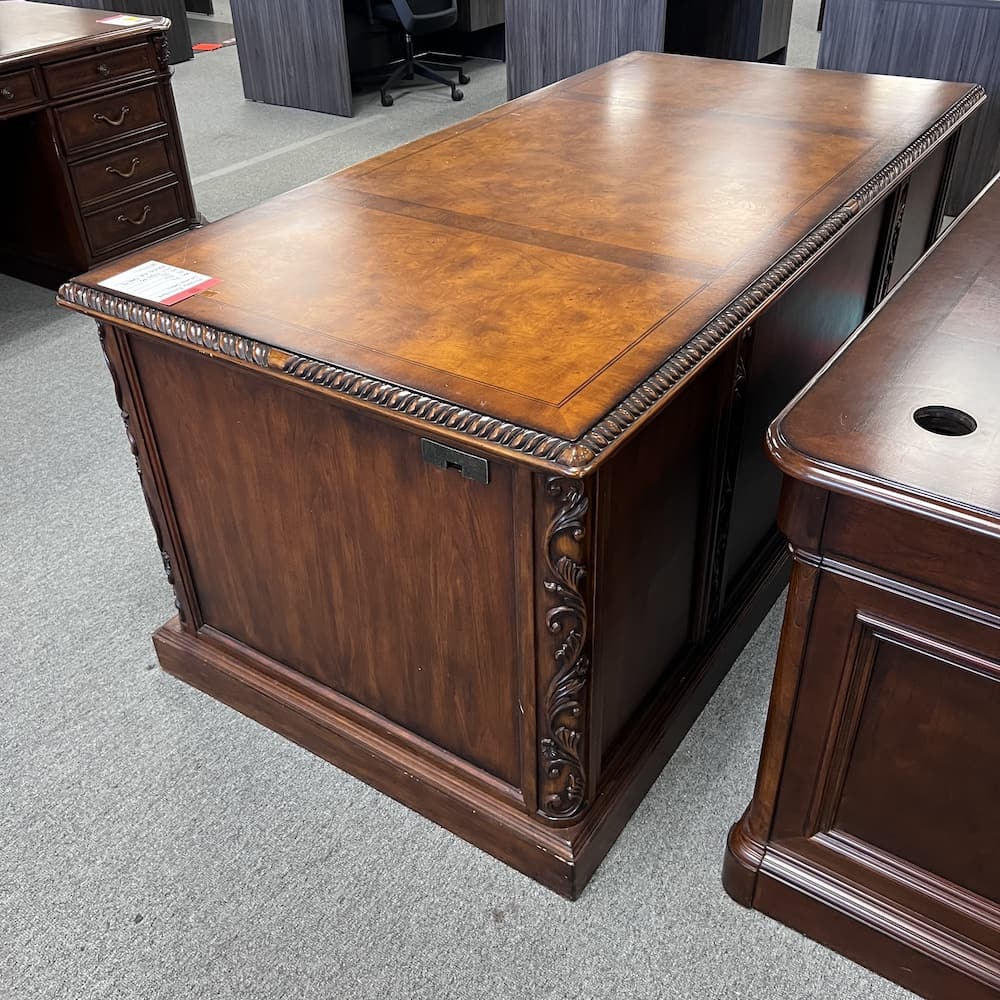 walnut mahogany traditional desk, hooker furniture seven seas, used office furniture, executive