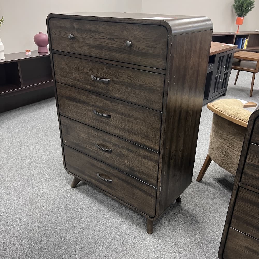 walnut dark veneer 5 drawer tall dresser rex, open box home furniture