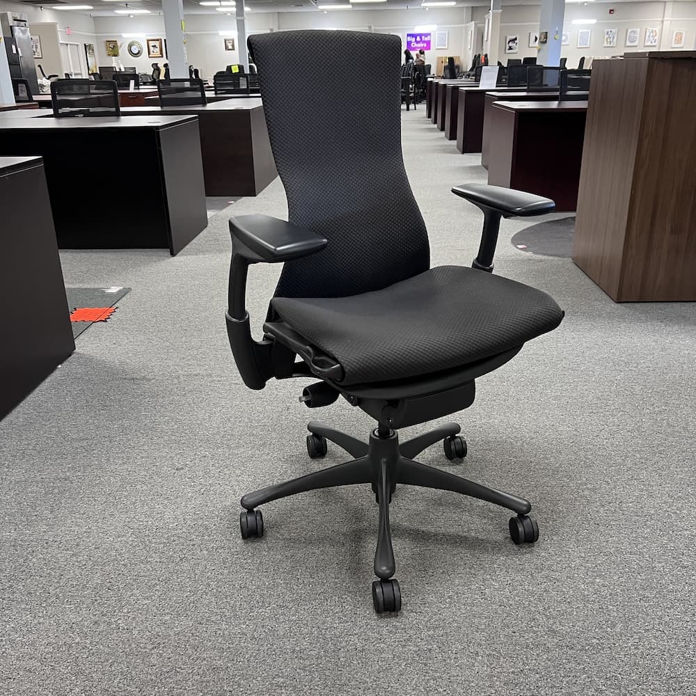 herman miller embody executive office chair, front view, black, used office furniture, san antonio