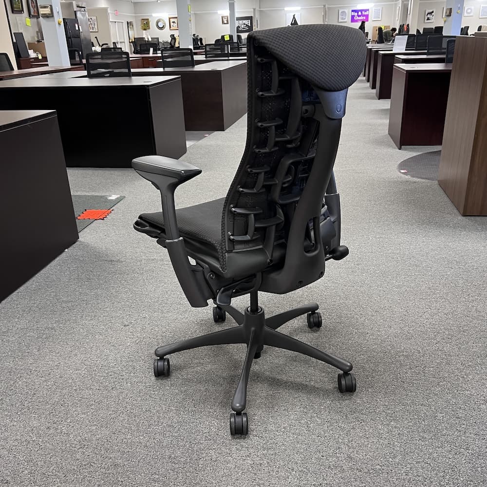 herman miller embody executive office chair, front view, black, used office furniture, san antonio