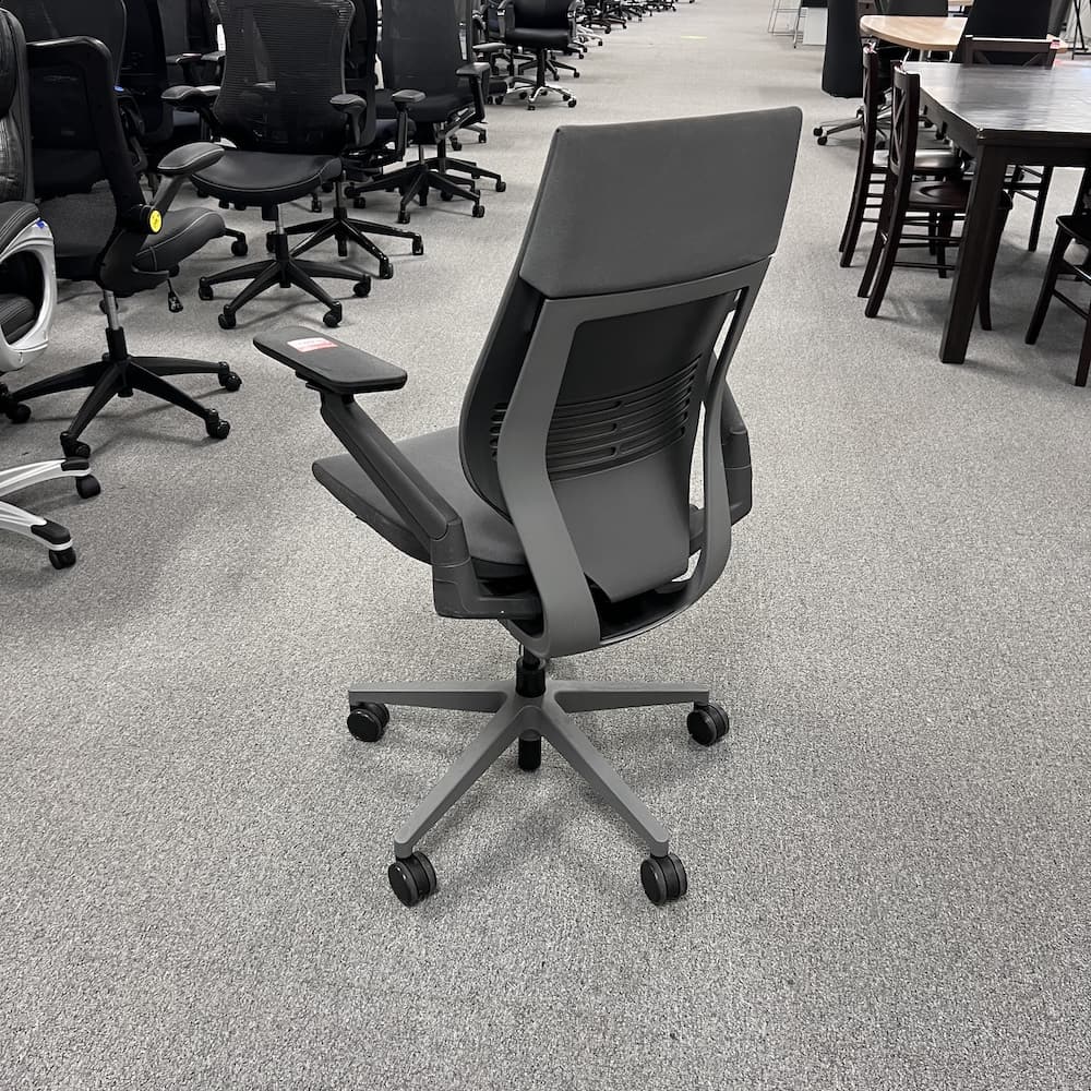 grey upholstered steelcase gesture executive task chair, ergonomic, used office furniture, san antonio