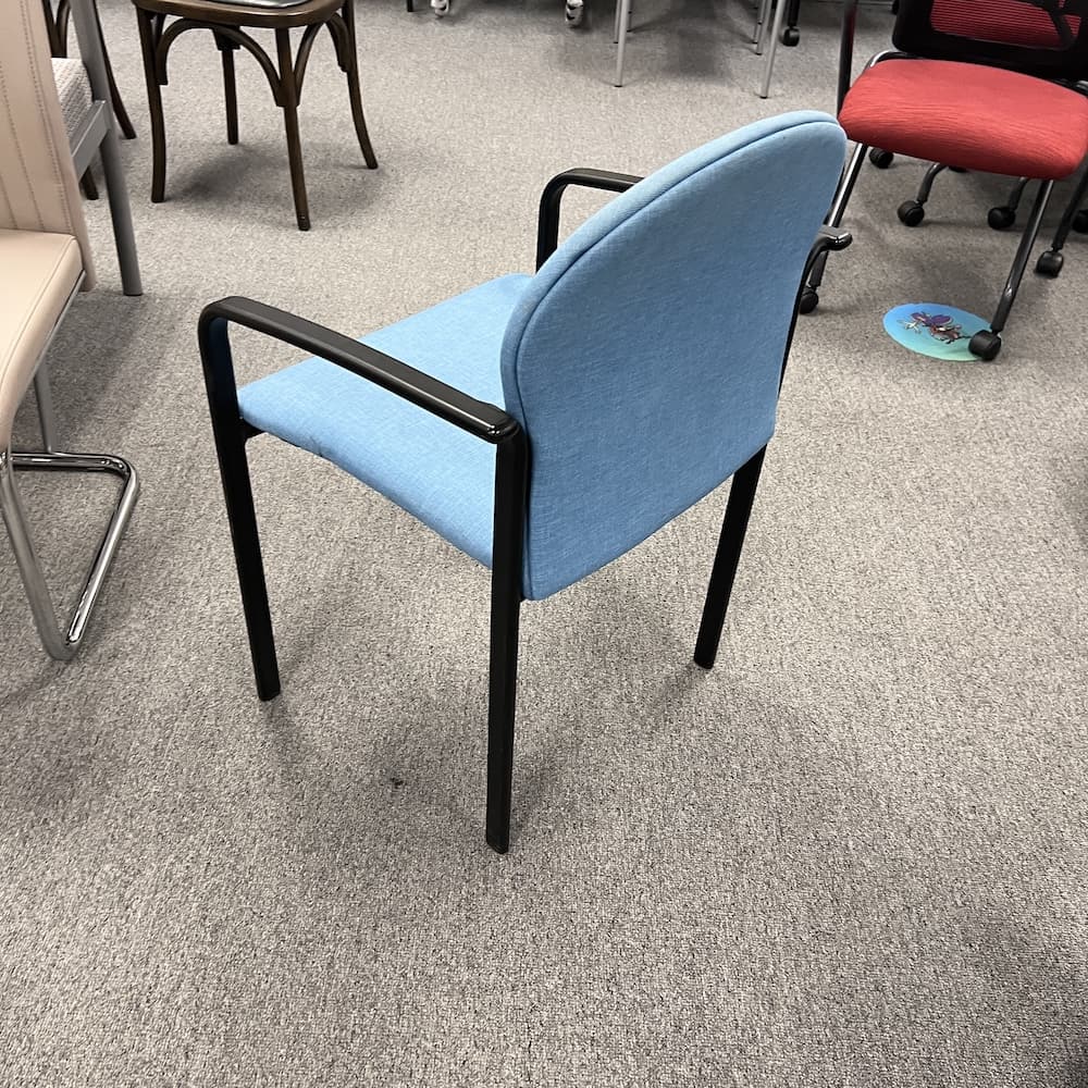 steelcase blue upholstered stacking chair, used office furniture, guest seating