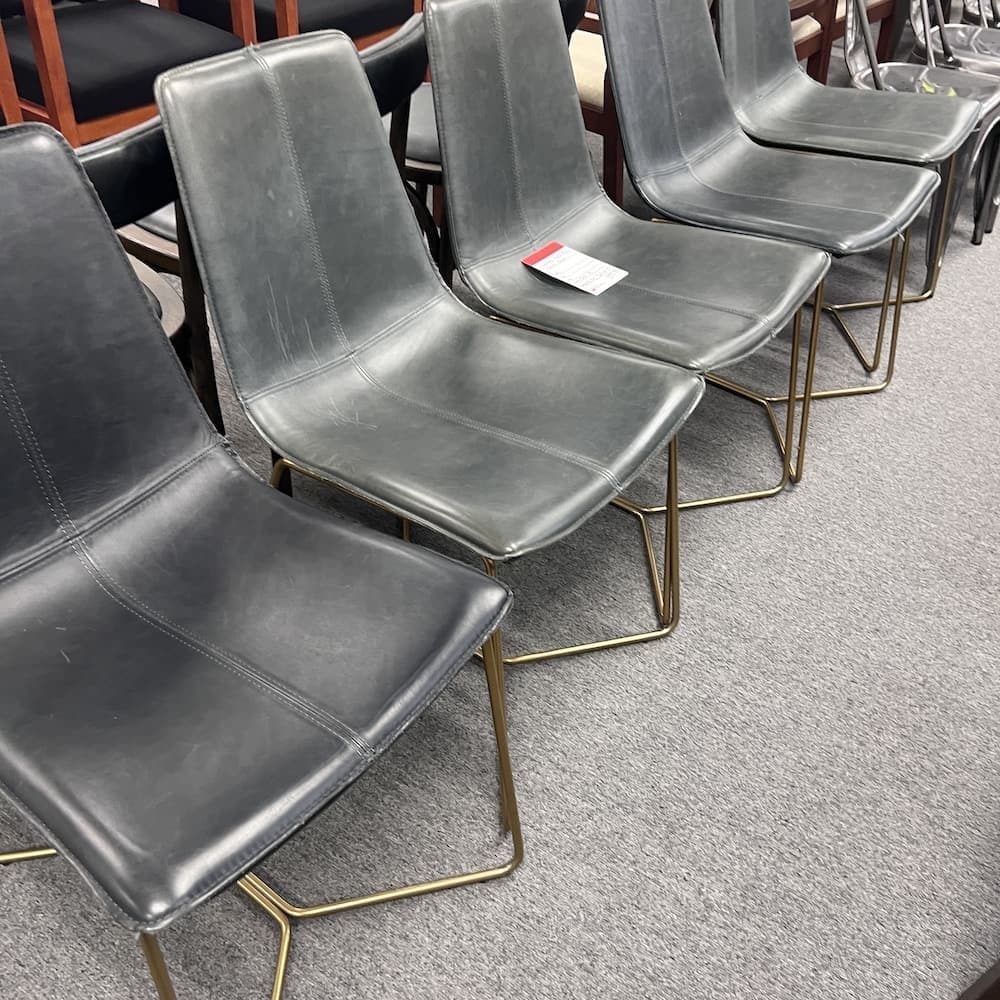 west elm slope dining chair, used home furniture, used office furniture, blue leather