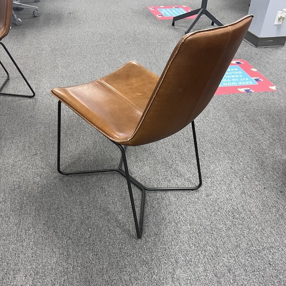 west elm slope dining chair, used home furniture, used office furniture, brown leather