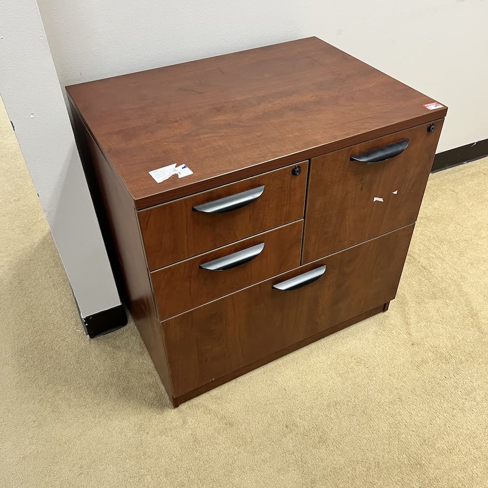cherry laminate file cabinet, multi combo, used office furniture