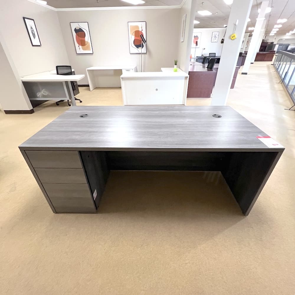 hon brand grey laminate desk with box box file, used office furniture