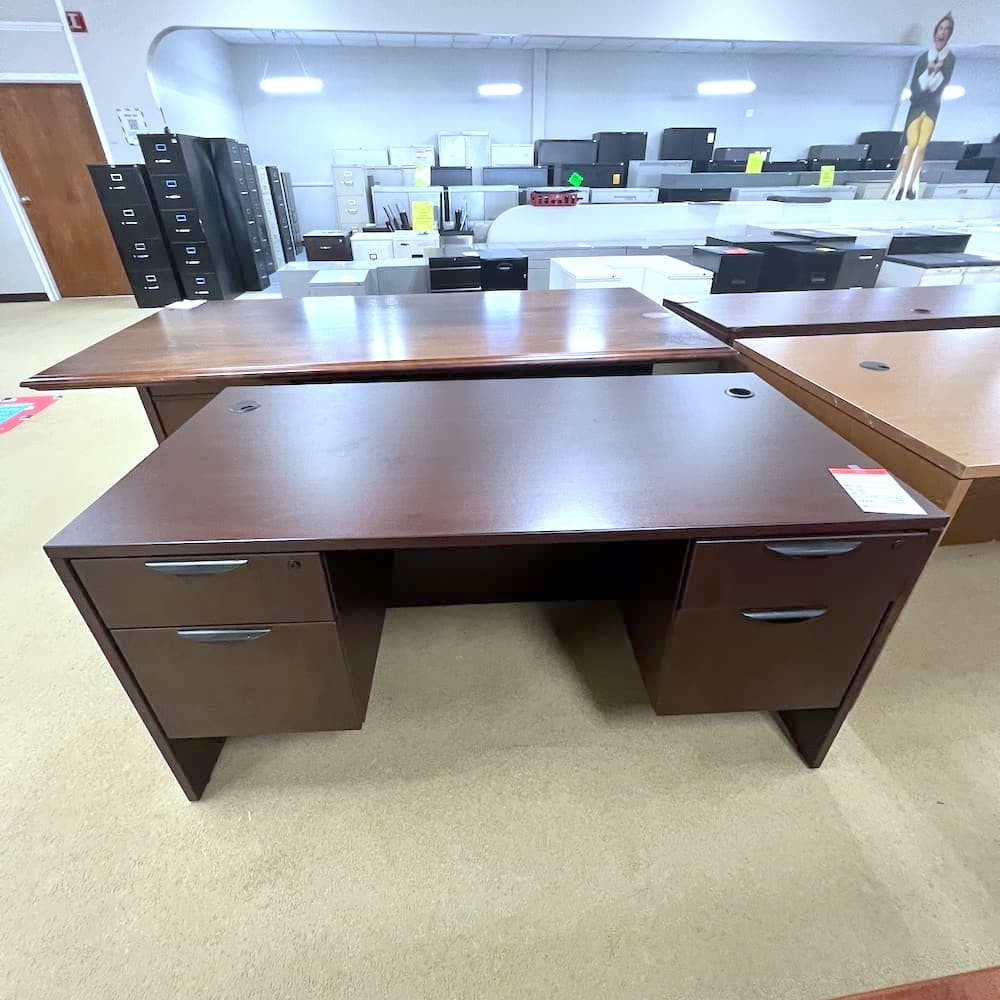 60" x 30" Mahogany Laminate Desk with 2 Hanging Files