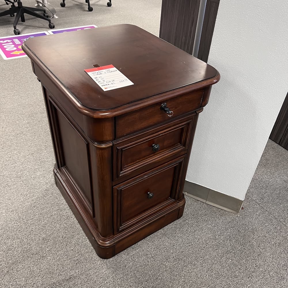 mahogany veneer wood traditional pedestal file box box file, used office furniture set