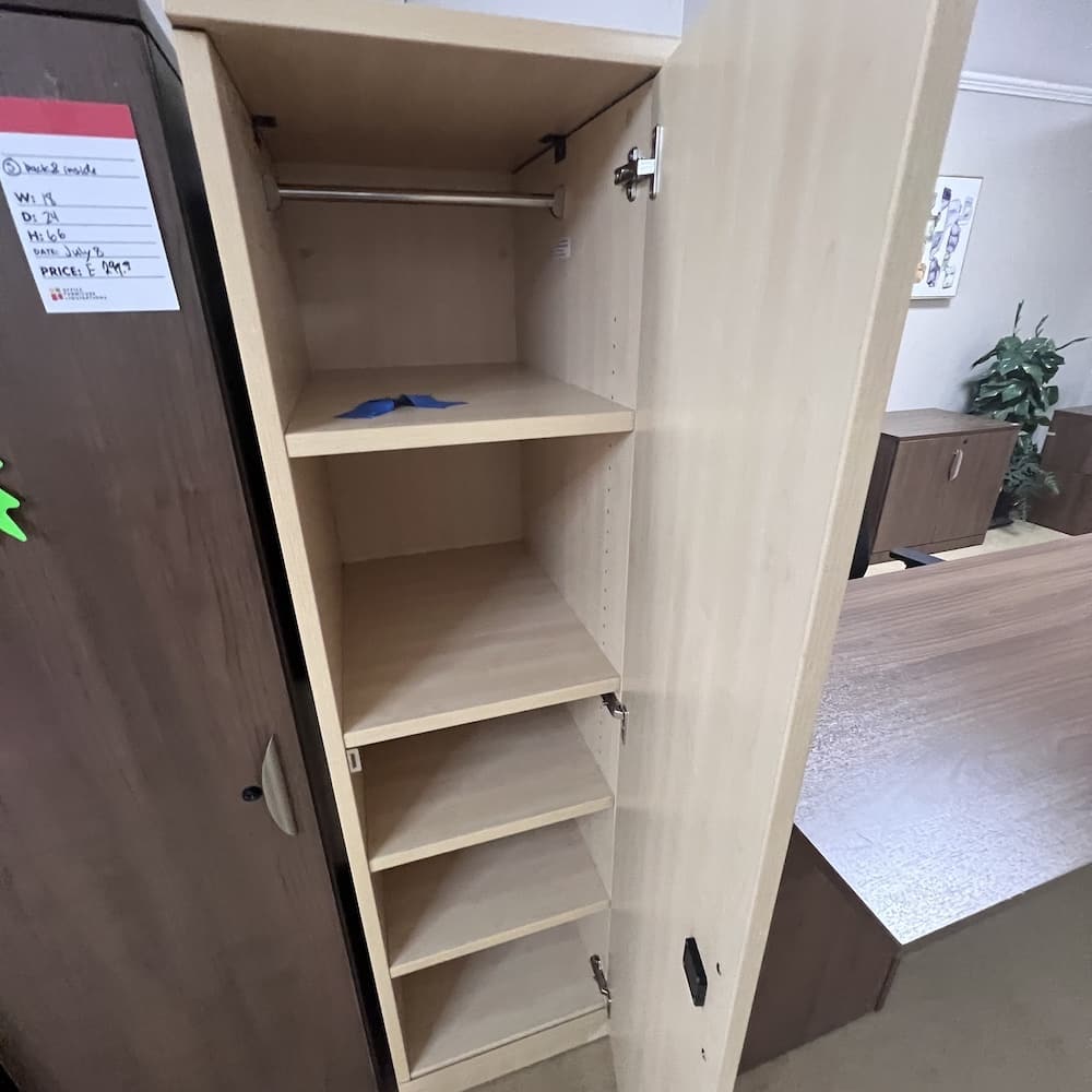 maple laminate storage cabinet, personal wardrobe, used office furniture, bookcase, single door