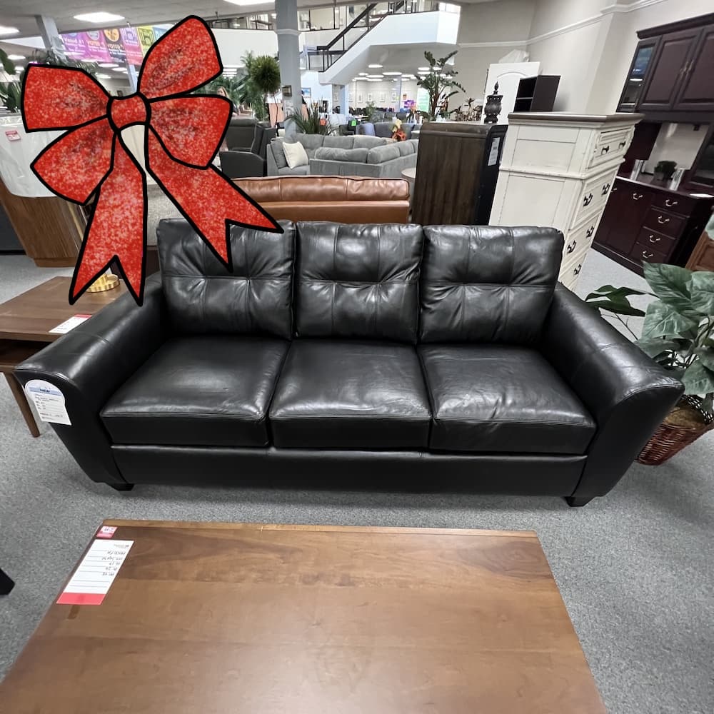 ribbon black leather onyx sofa couch, new, home furniture, furnishings