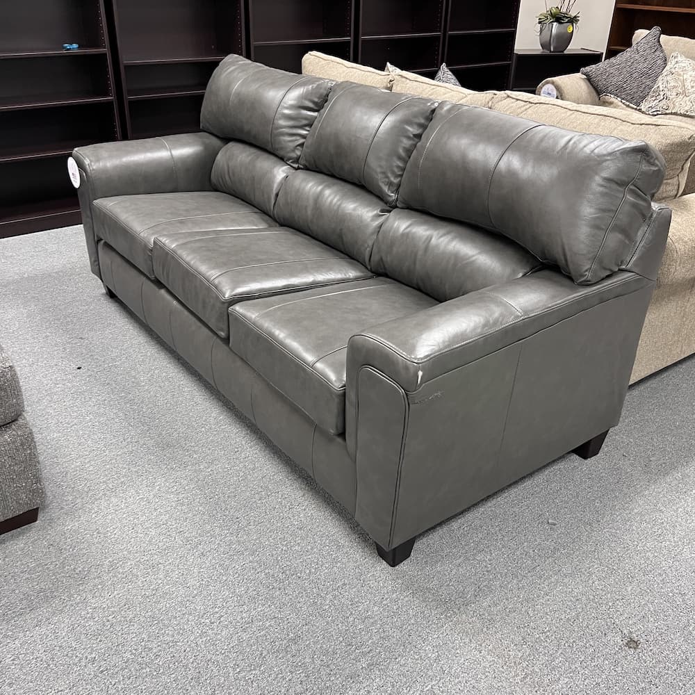 grey leather fog sofa couch, new, home furniture, furnishings