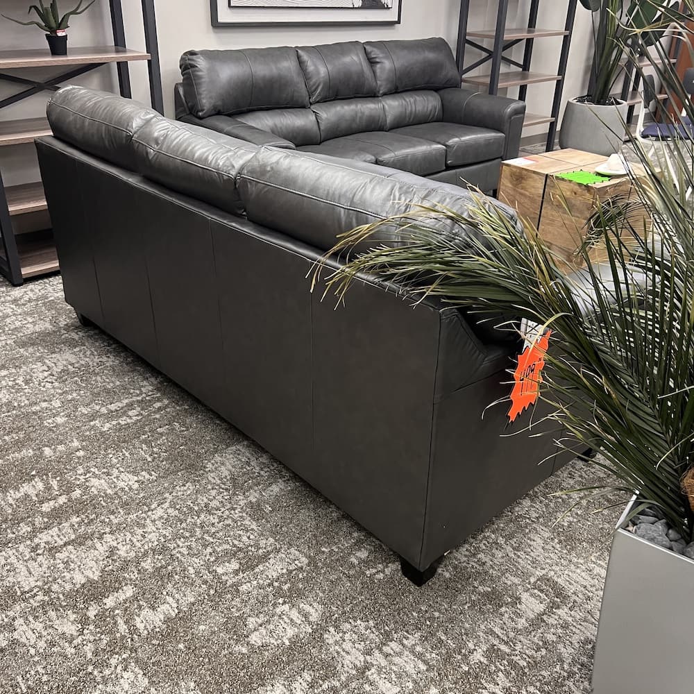 grey leather fog sofa couch, new, home furniture, furnishings