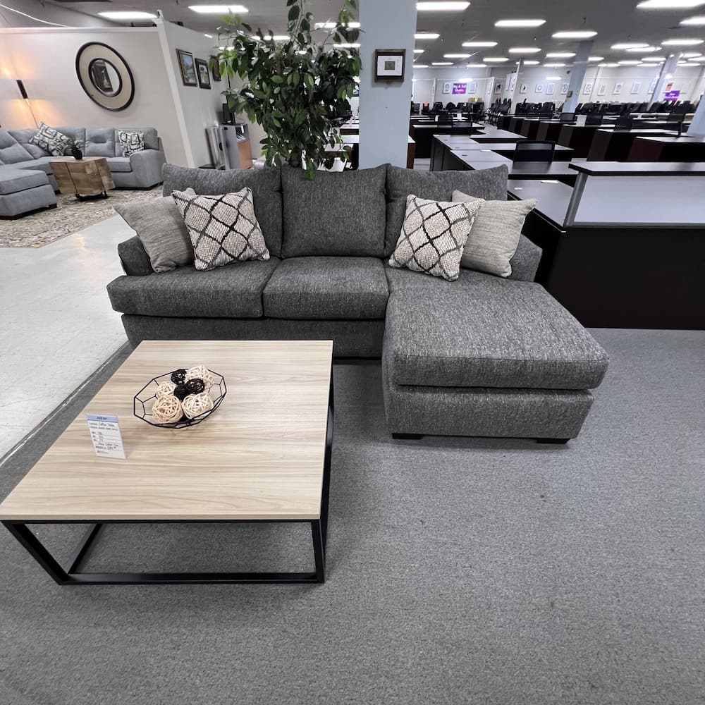 NEW home furniture furnishings, grey upholstered sofa chofa chaise l-shaped couch sectional, home goods, living room seating