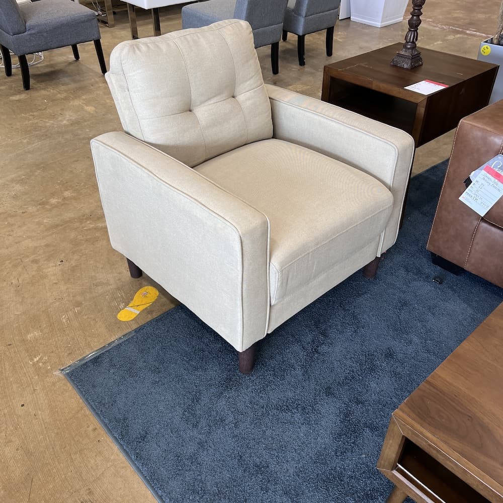 new, beige upholstered lounge chair, office furniture, home furniture, arm chair, guest chair