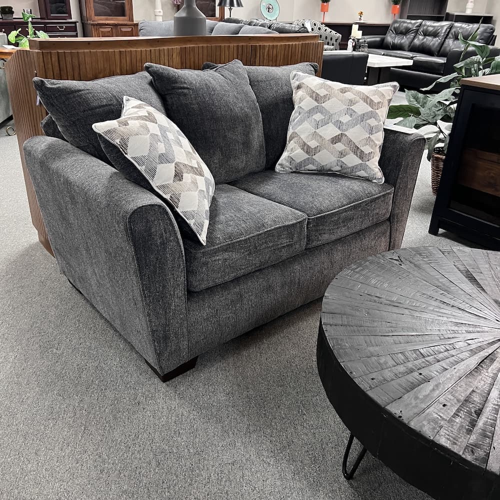 new grey upholstered 2 seat sofa couch, loveseat, home furniture, office furniture, reception seating