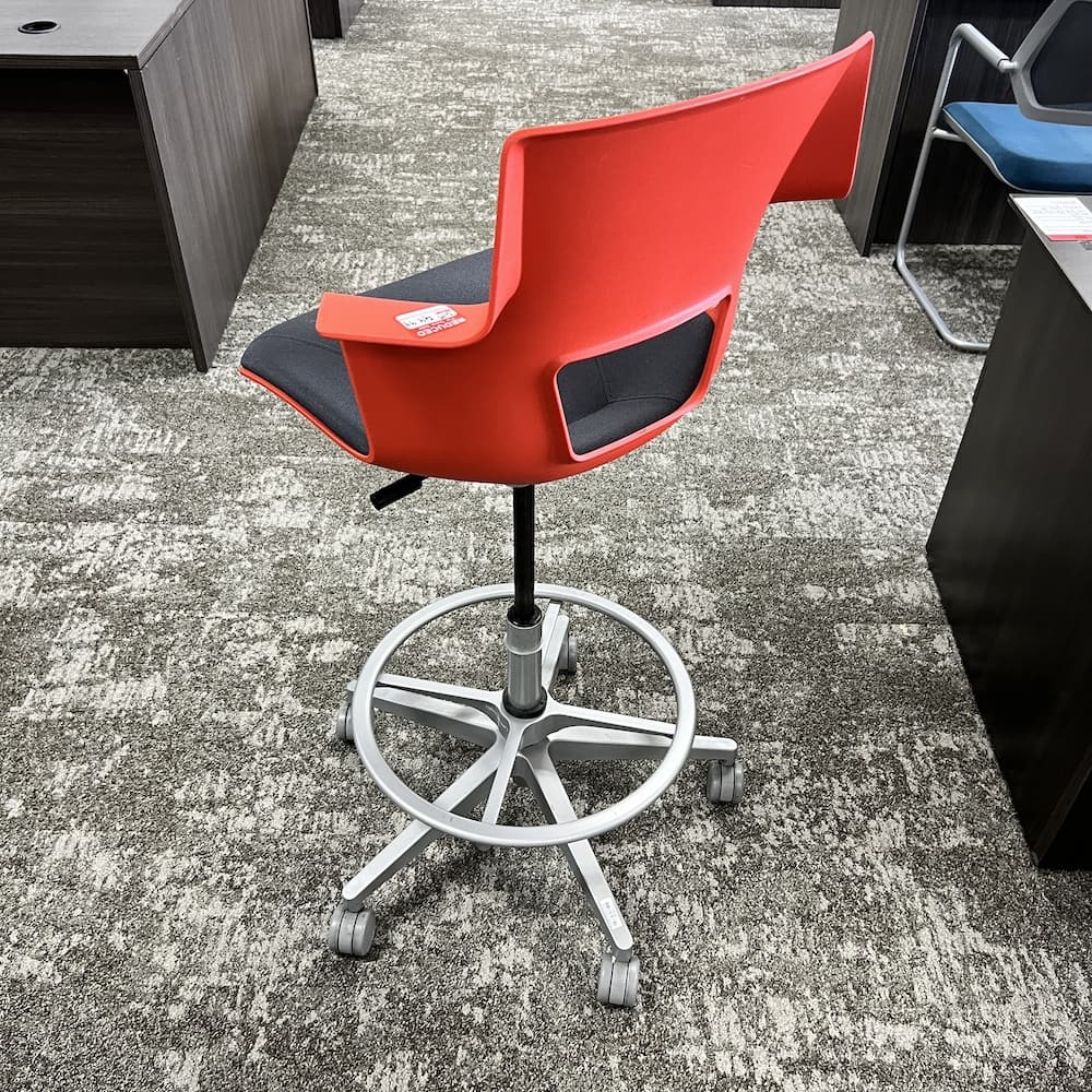 red padded steelcase shortcut office stool, used office furniture