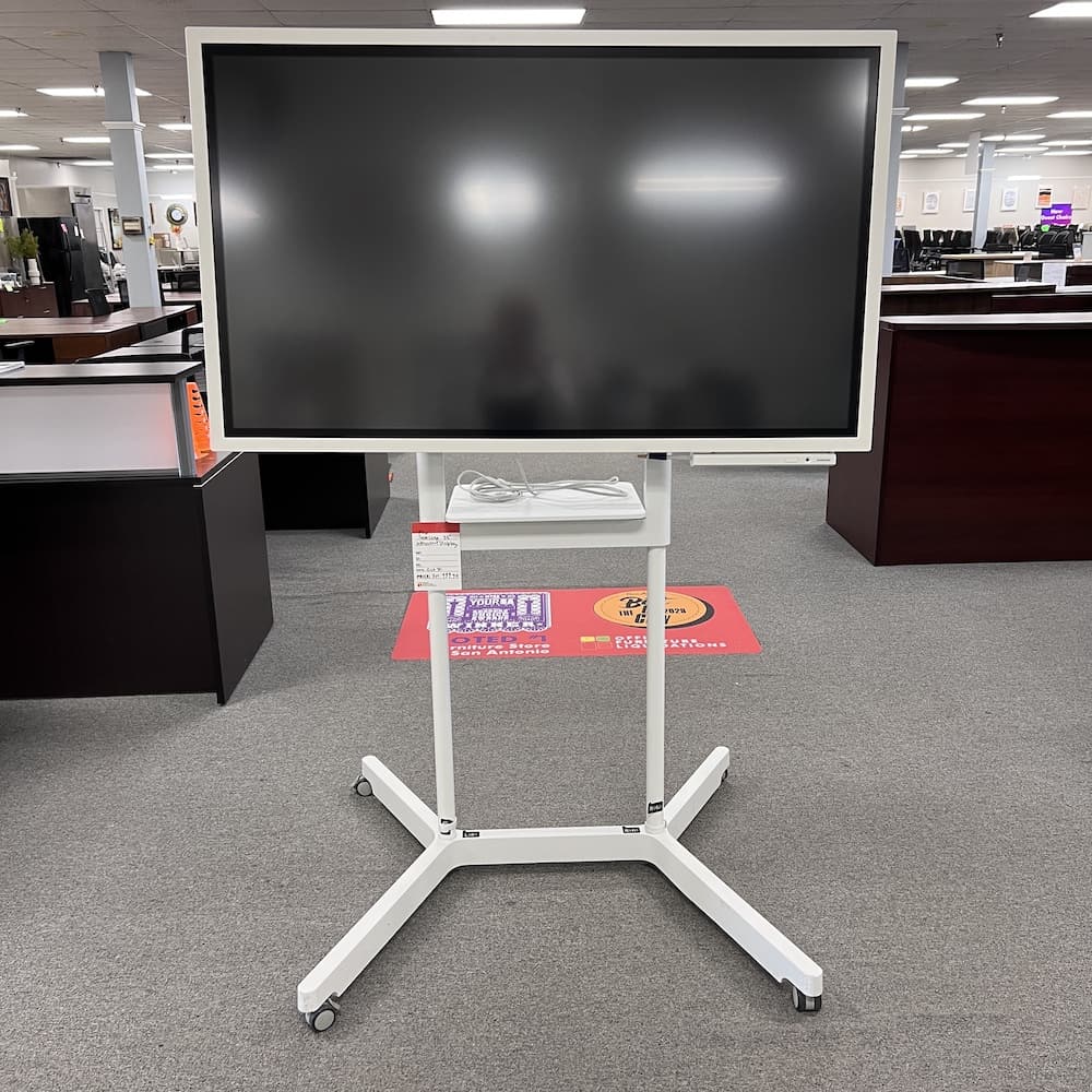 white Samsung 55 interactive display with stylus, flip, used office supplies accessories, furniture