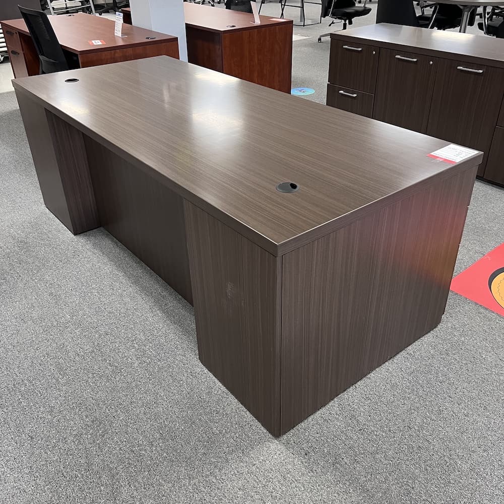 Teknion Walnut laminate desk with double pedestal large XL 84" x 36", used office furniture,
