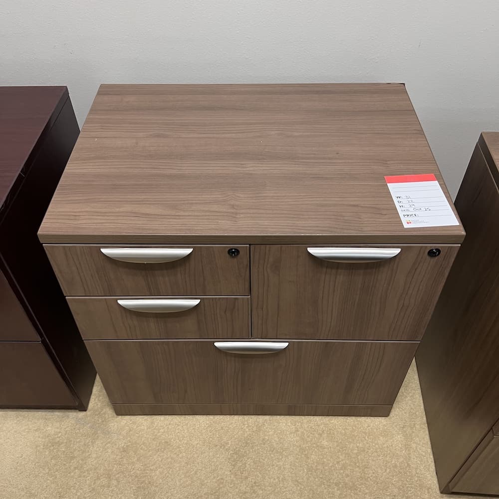 walnut laminate combo multi file cabinet, storage solutions, used office furniture