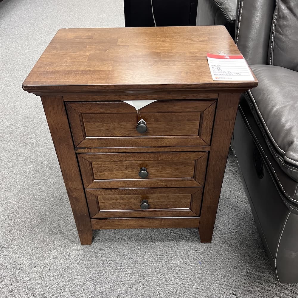 walnut veneer 3 drawer nightstand, home furniture, used furniture