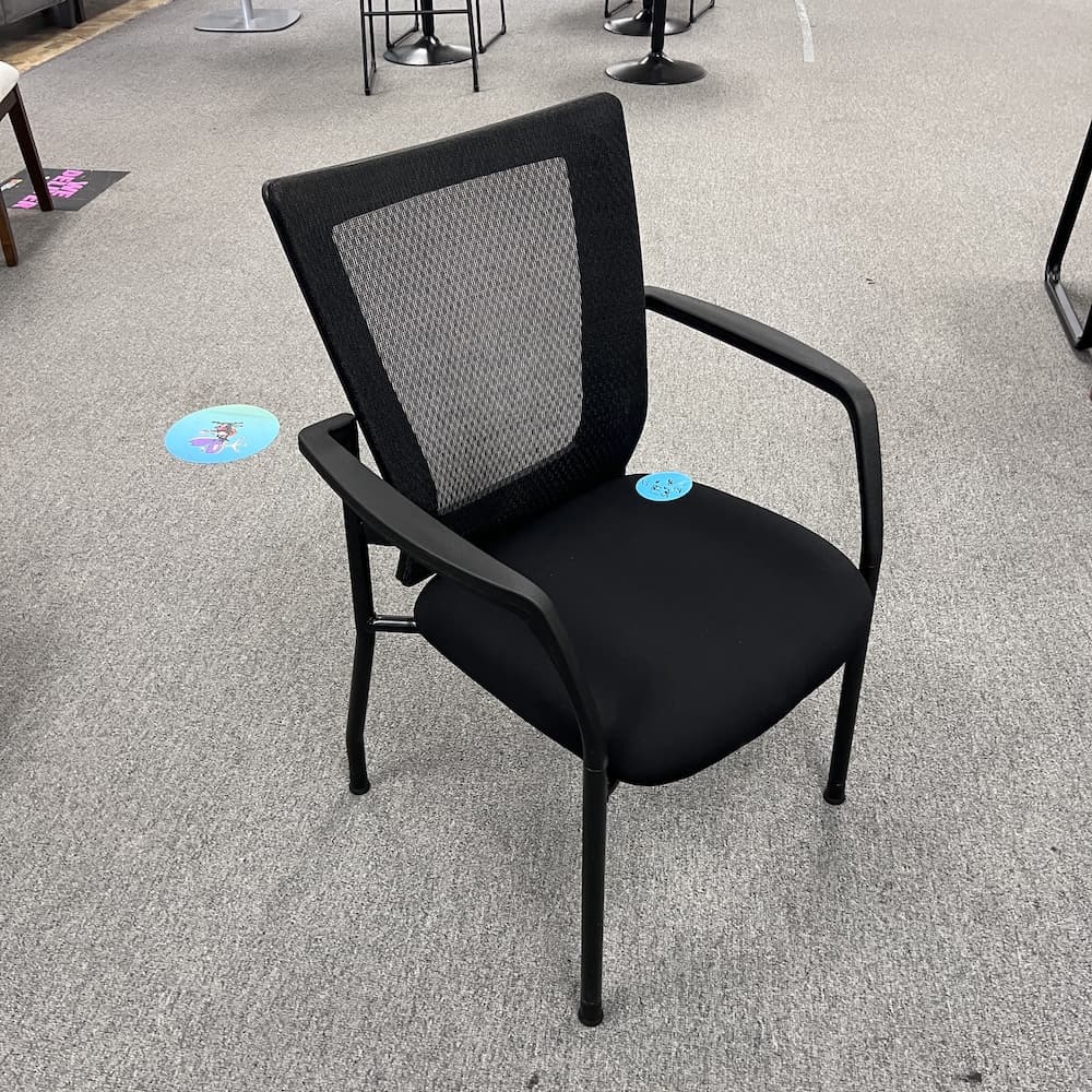 black mesh back guest chair, stacking ,used office furniture