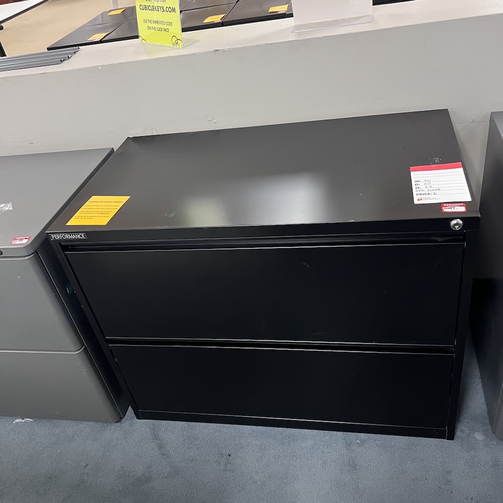 black metal 2 drawer lateral file cabinet, used office furniture