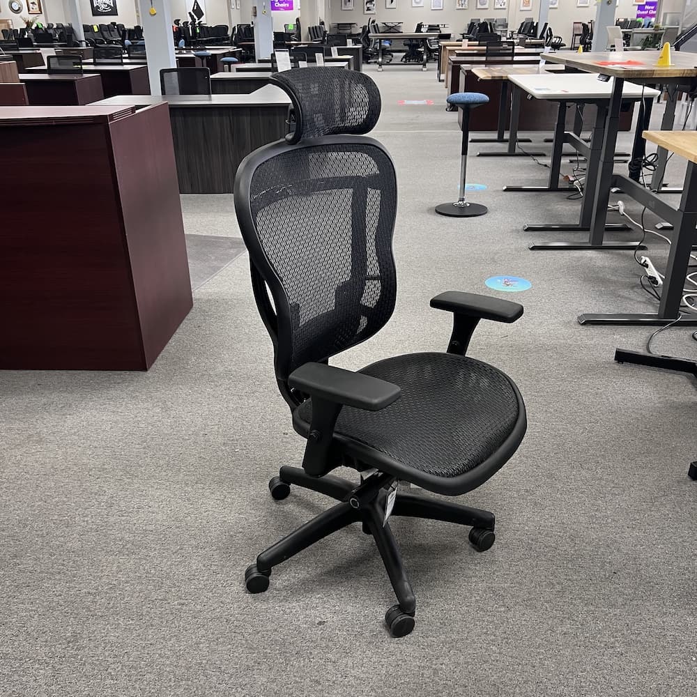 New Rica Task chair, Buzz Seating, GSA, office furniture, black, all mesh, headrest