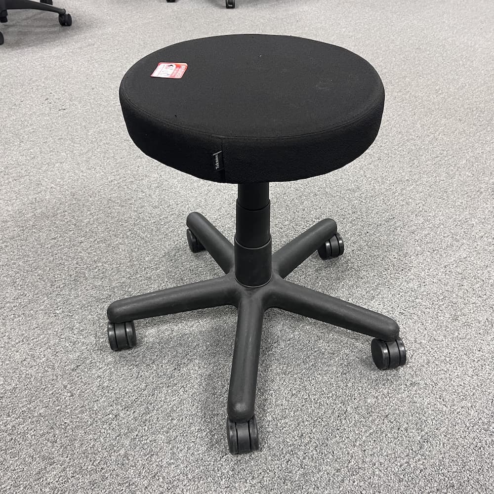 black upholstered stool rolling doctor office used furniture, patient chair