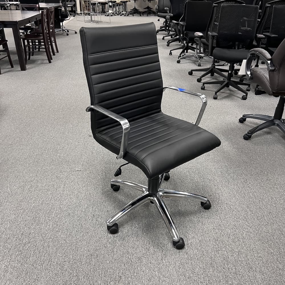 black vinyl and chrome conference chair, open box, office furniture, office chair 11730B