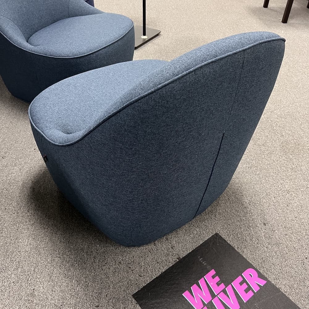 blue upholstered chair, mitt style, modern, Fursys, used office furniture, lounge seating