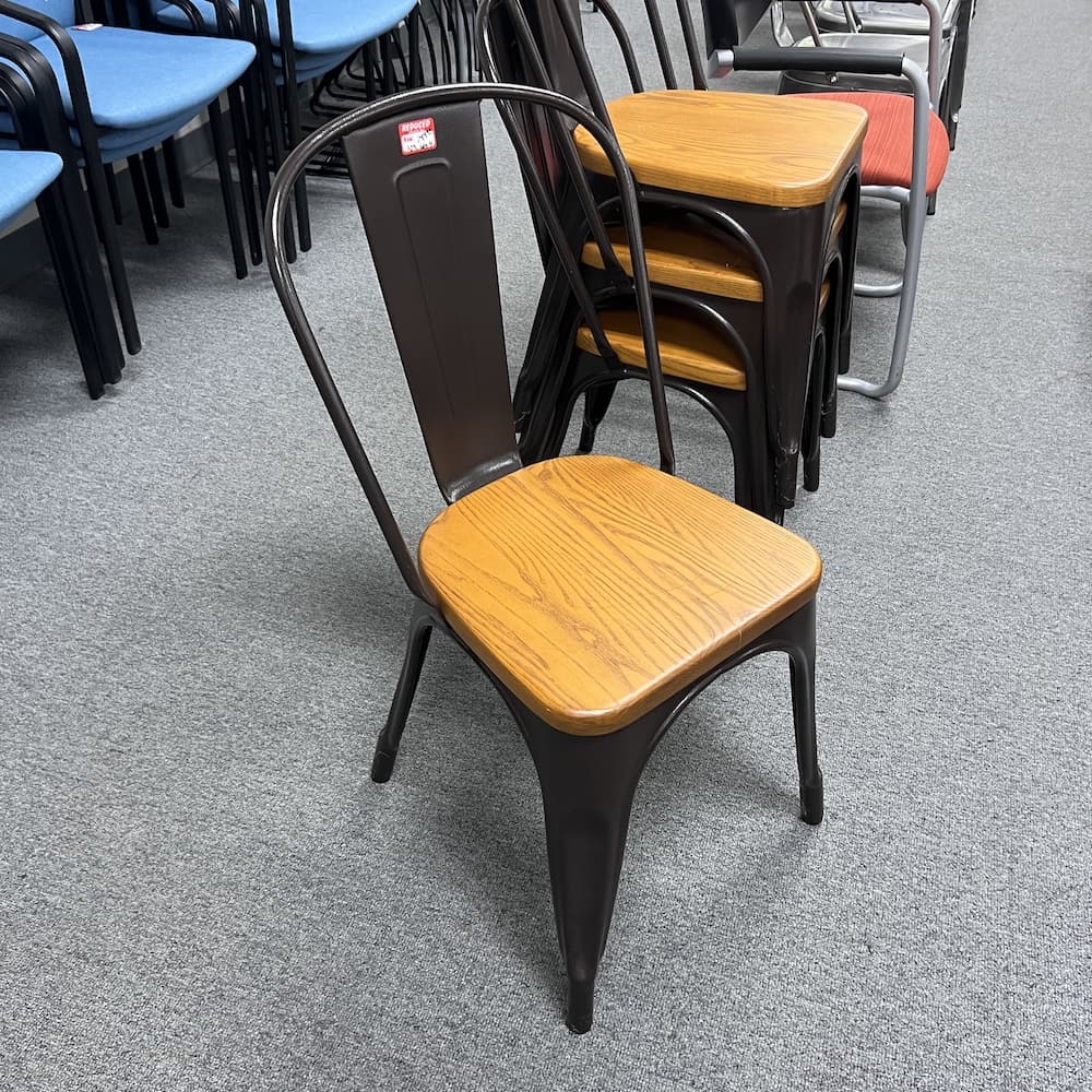 brown metal and wood bistro chair, used furniture, restaurant, office