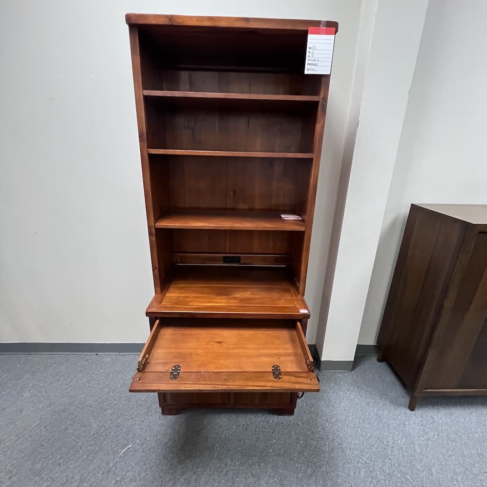 cherry veneer storage cabinet with hutch, keyboard drawer, two door storage cabinet, used office furntiure