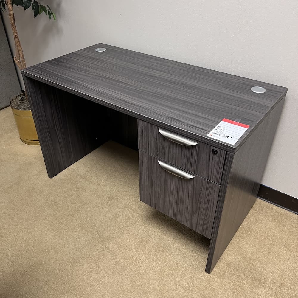 coastal grey laminate desk 48x24 with single box file, used office furniture