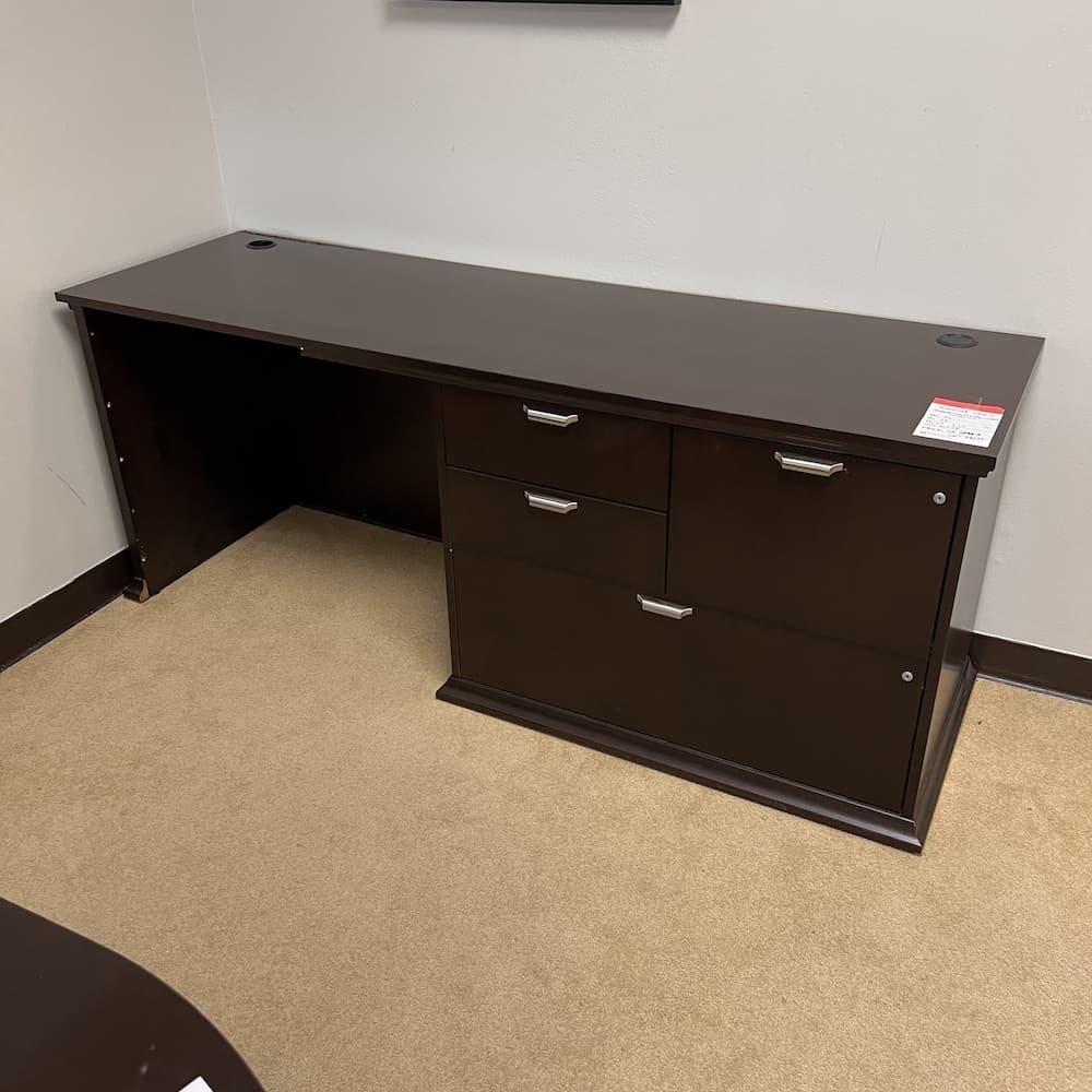 espresso veneer desk credenza, combo multi file, storage cabinet, used office furniture